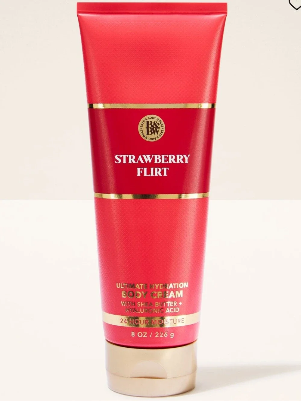 Bath & Body Works Strawberry Flirt Ultimate Hydration Body Cream 8oz NEW